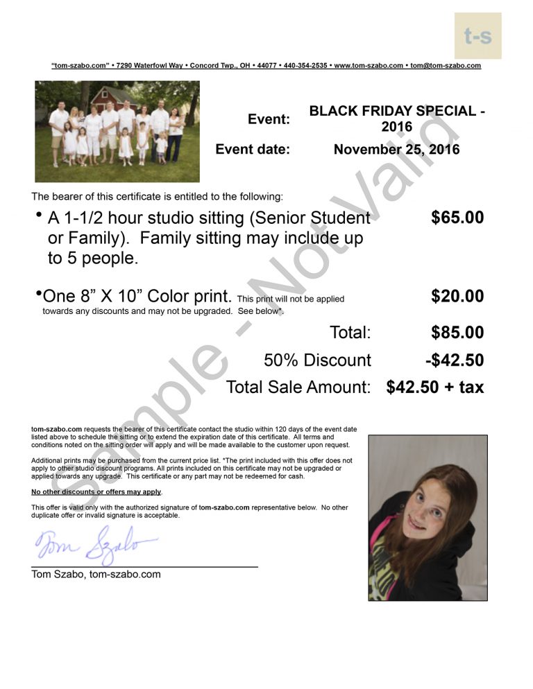 50% OFF Portrait Package
